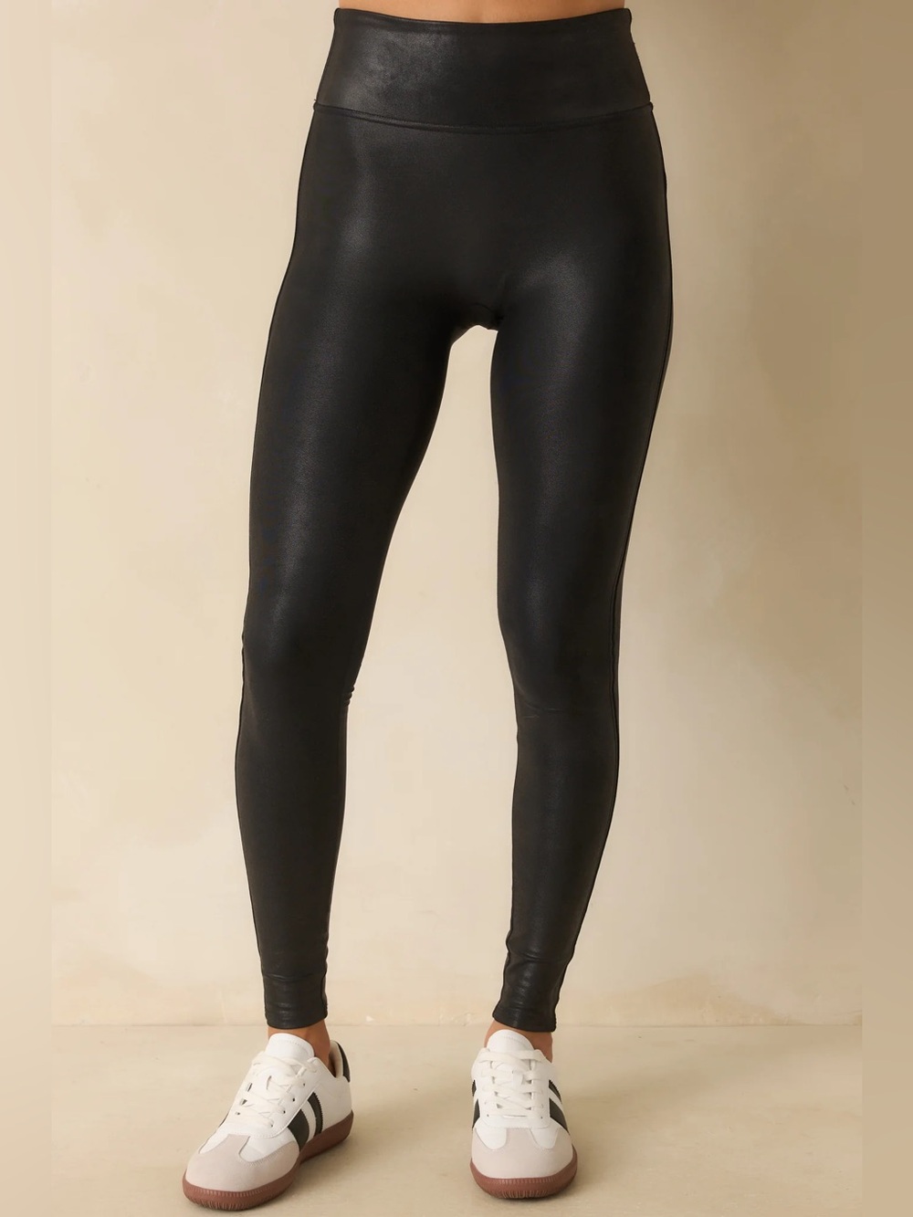 Spanx Black Faux Leather Leggings Pants High Waisted Medium M